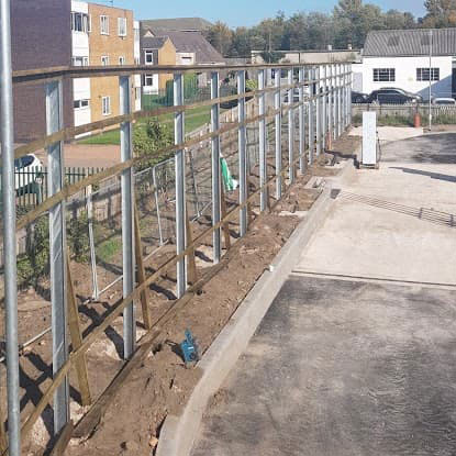 Euro Garage acoustic fence installation at County Bridge Willenhall Wolverhampton, stage 1