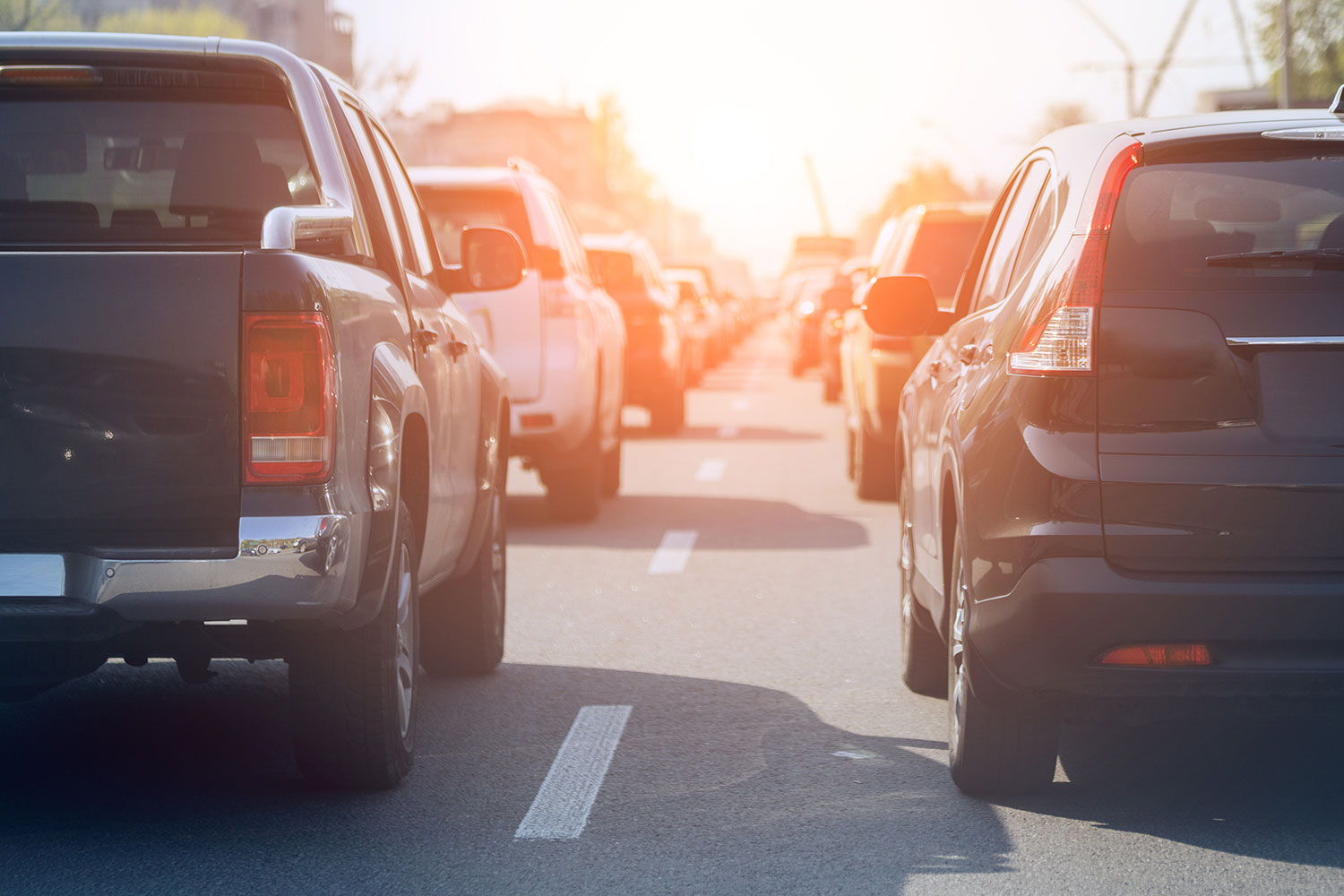 Busy and noisy road traffic